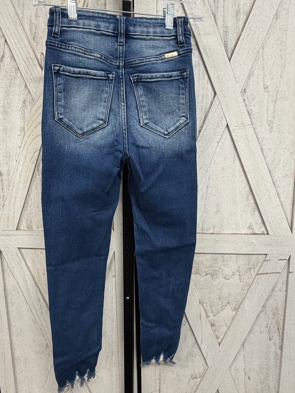 KanCan Jenny High-Rise Button-Fly Distressed Dark Blue Jeans - Picture 8 of 9